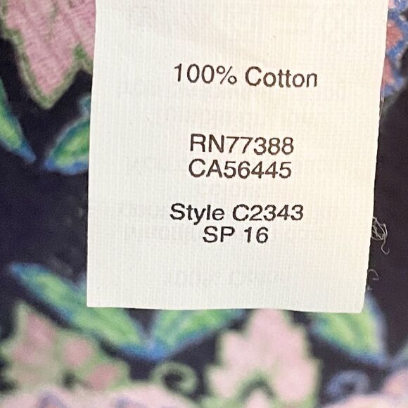 J. Crew Gauzy Cotton Tunic Navy Blue Pink Green Medallion Size Small - Picture 5 of 5